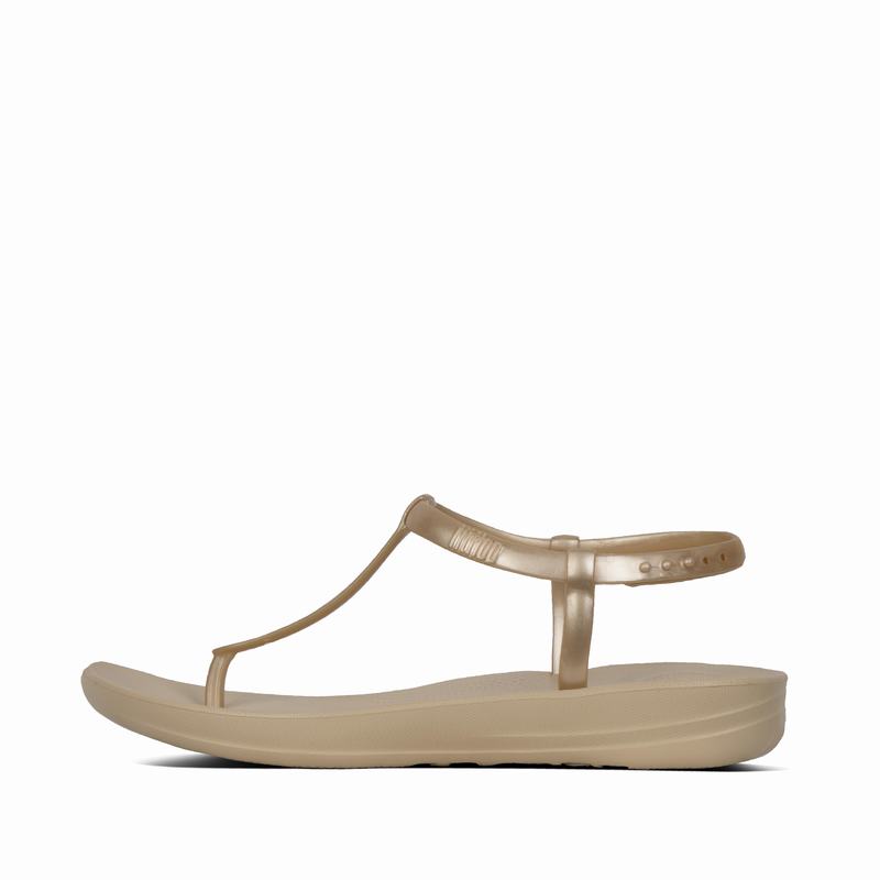 FitFlop Iqushion Pearlised Gold - FitFlop Flip Flops Damen Schweiz [TGNJ-51409]